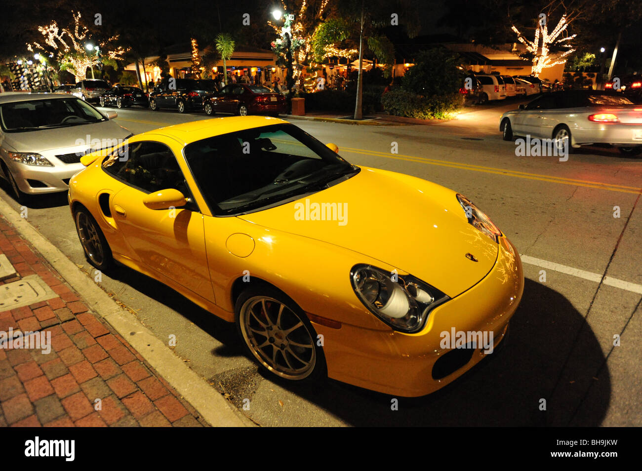 Exotic Yellow Porsche in downtown Naples Florida USA Stock Photo Alamy