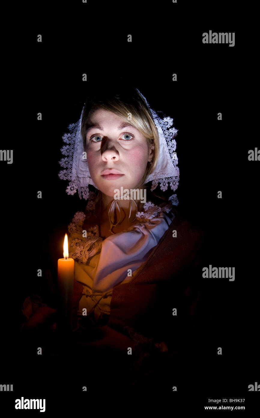 A tour guide dressed as the character of Mary King's daughter, Jonet Nimmo at the Real Mary King's Close tourist attraction Stock Photo