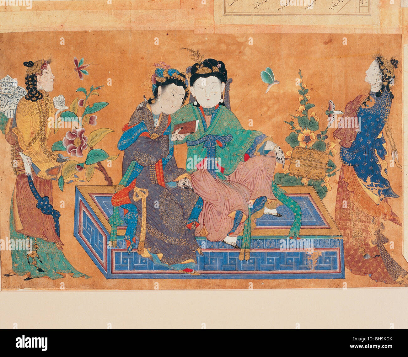 Miniature depicting women of Oguz tribe, Fatih Album, Topkapi Palace Museum Stock Photo