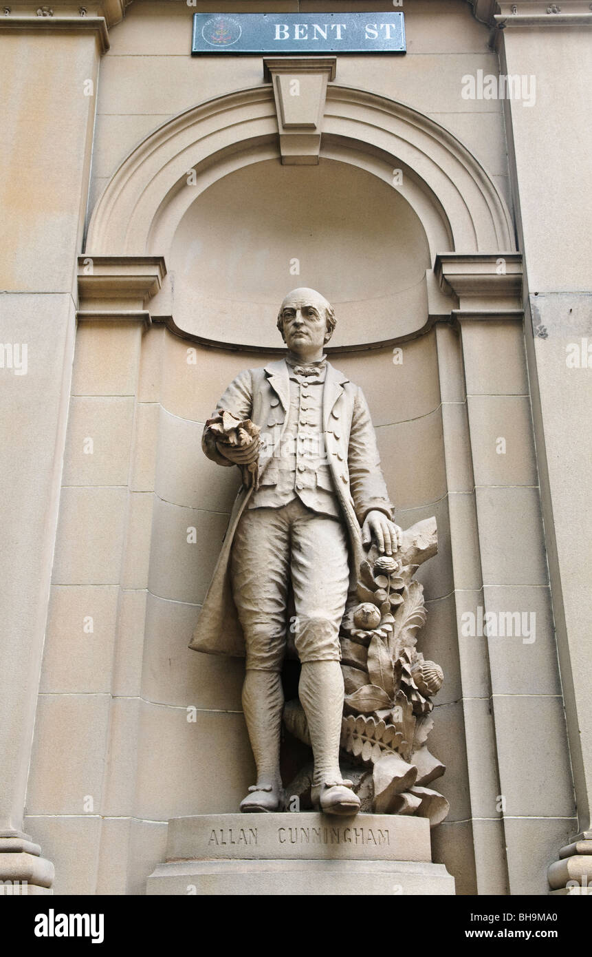 SYDNEY, Australia - SYDNEY, Australia - A statue of Australian explorer Allan Cunningham on the exterior of the Department of Lands on Bent Street in Sydney, New South Wales, Australia Stock Photo