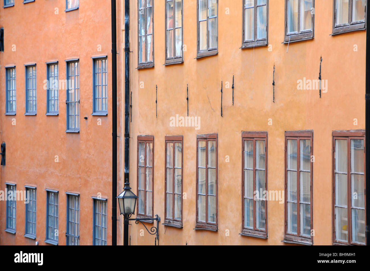 Window patterns in the Stockholm medieval old town (Gamla Stan), Sweden Stock Photo