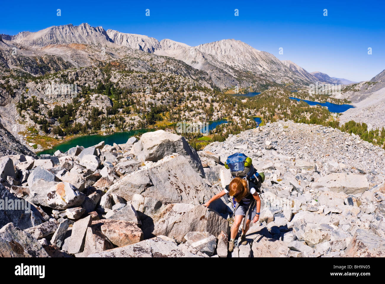 Backpacker In Little Lakes Valley John Muir Wilderness Sierra Nevada 
