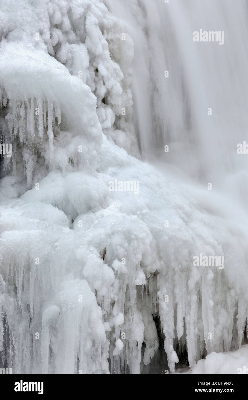 Detail of Ice on Bald River Falls in Bald River Gorge Wilderness in Cherokee National Forest, Tennessee Stock Photo