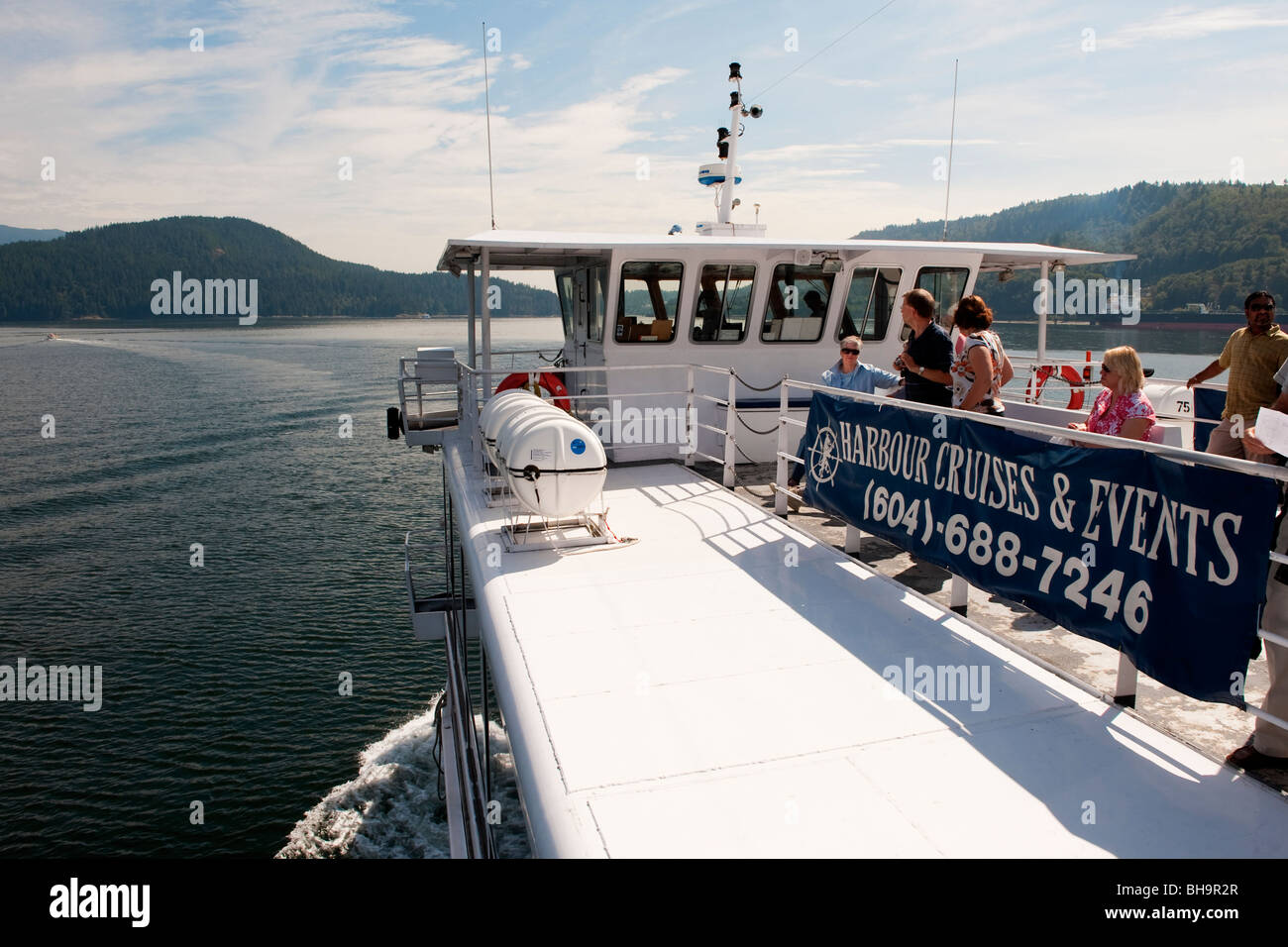 Harbour cruise boat in Indian Arm, near Vancouver, BC, Canada. Stock Photo