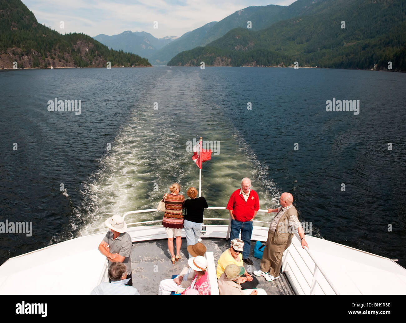 Tourists enjoy a Vancouver harbour cruise in Indian Arm, near Vancouver, BC, Canada Stock Photo