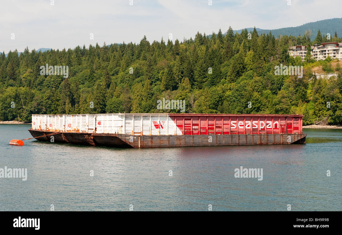 Seaspan chip barges anchored off North Vancouver, BC, Canada Stock Photo