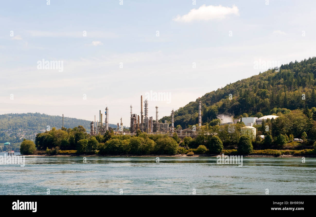 Chevron Oil Refinery and Terminal, Burnaby, near Vancouver, BC, Canada Stock Photo