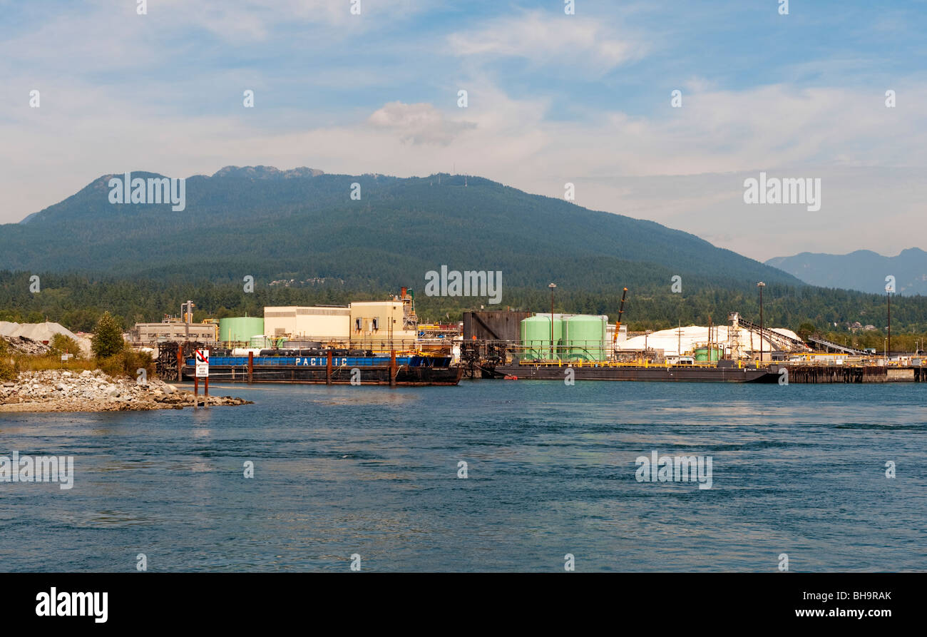 Barges and docks at terminal, near Dollarton Highway, North Vancouver