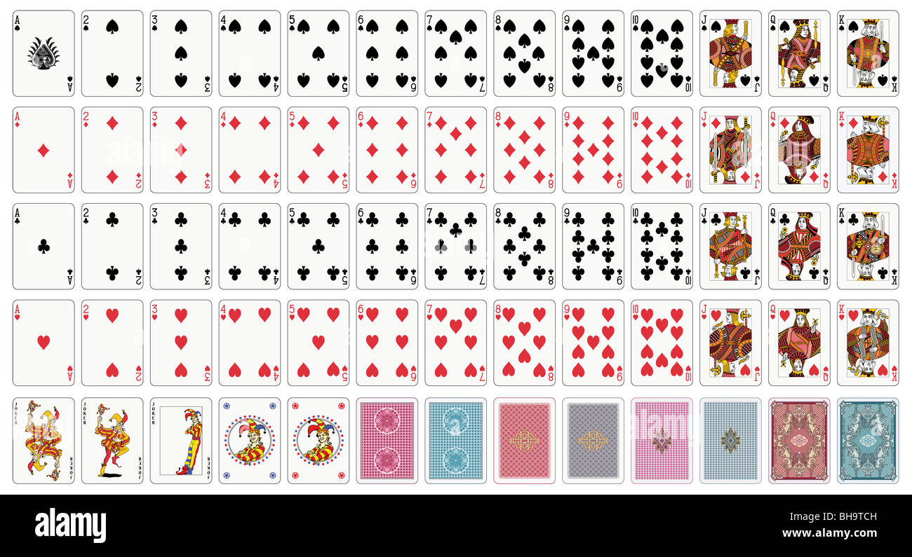 Playing cards, full deck. Poker standard size. Various ...