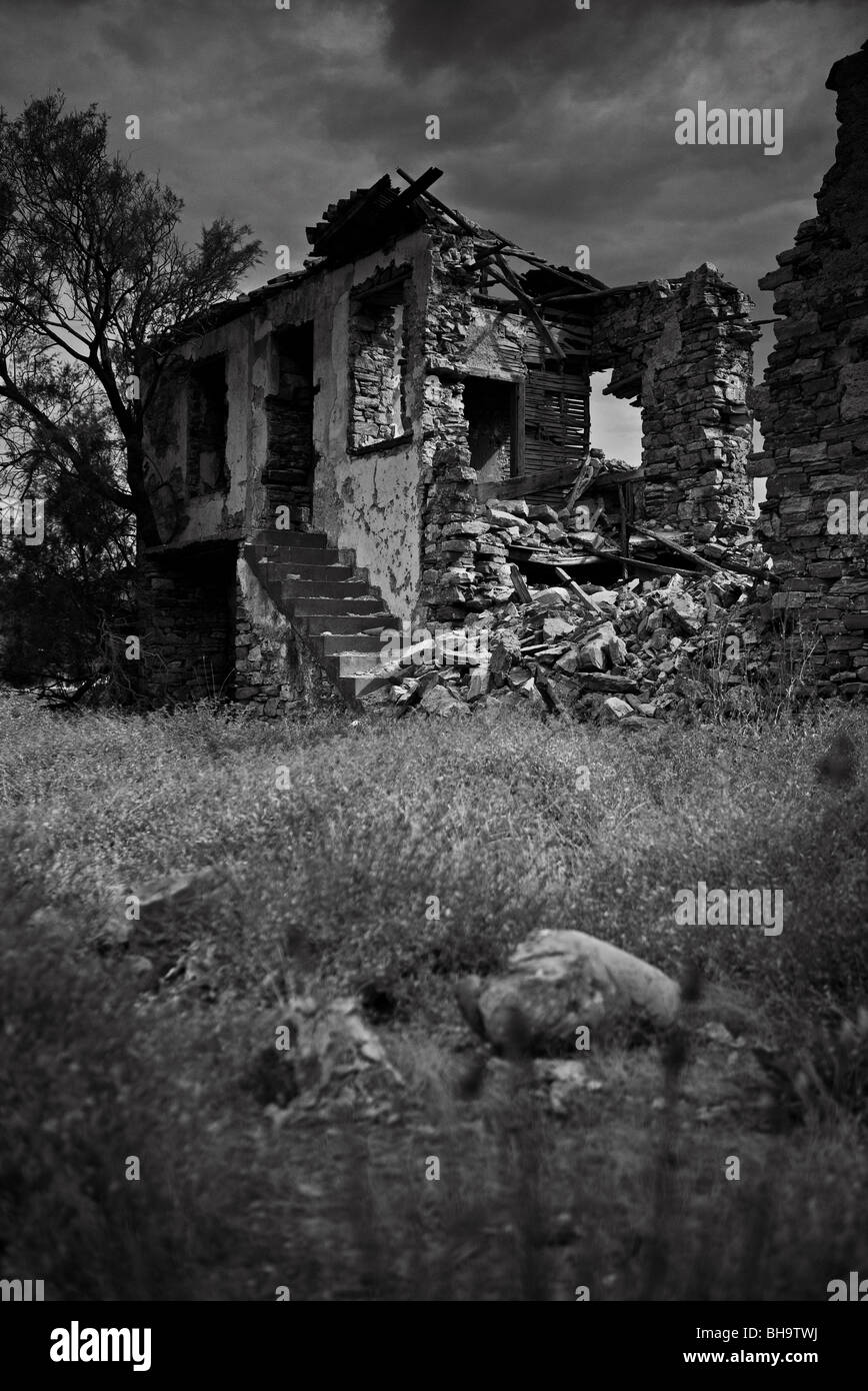 old brick house fallen to pieces Stock Photo