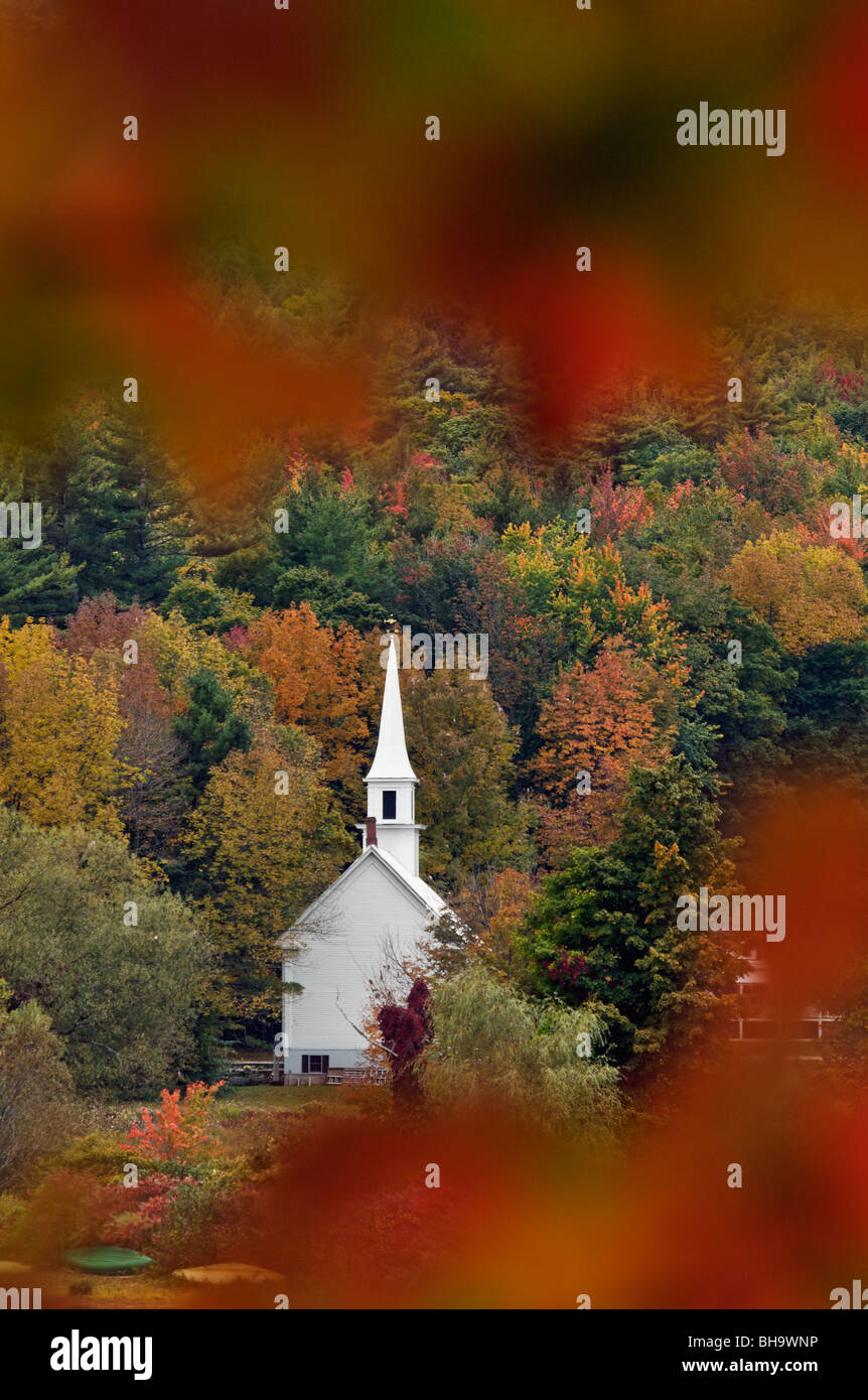 Little White Church Seen through Autumn Leaves in Eaton, New Hampshire Stock Photo Alamy