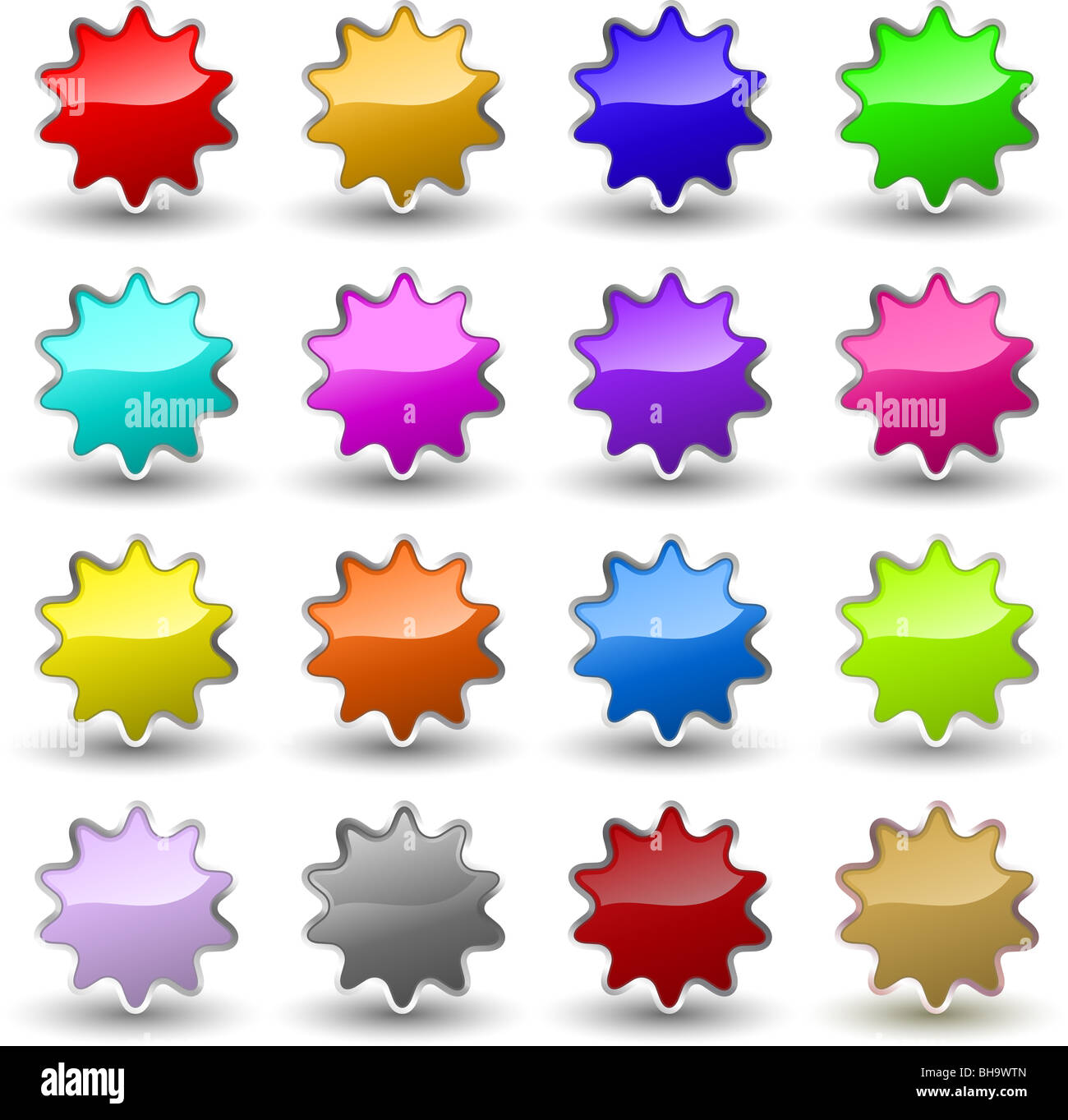 Different coloured glossy star icons Stock Photo