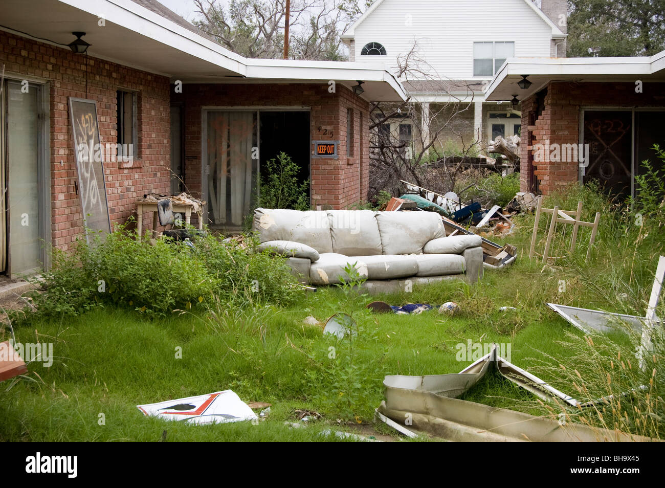 Destruction seen 9 months after the flooding by Hurricane Katrina, New Orleans, LA. Stock Photo