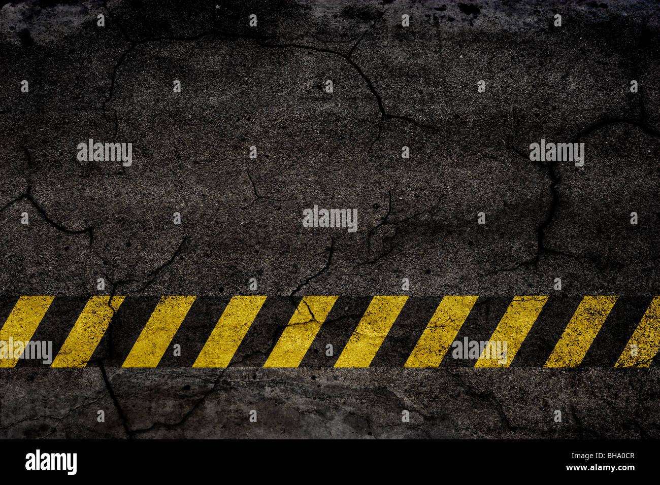Asphalt background texture with construction signs Stock Photo