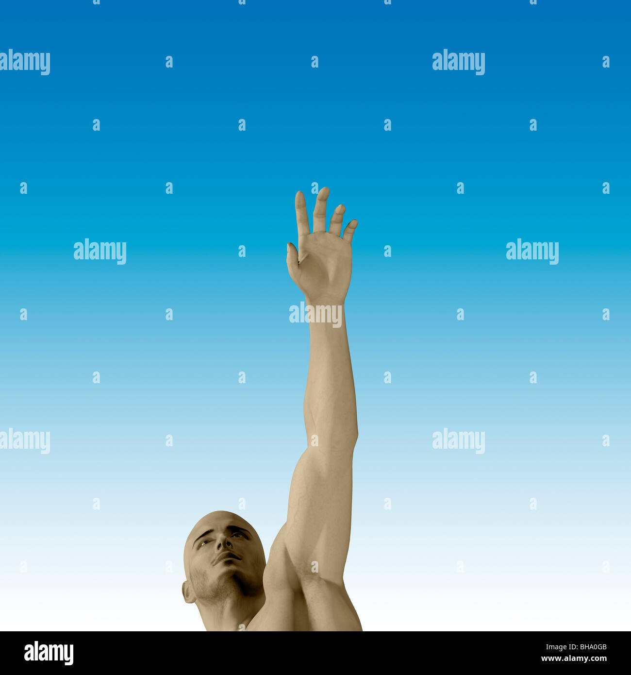 Man Reaching up for Help Stock Photo
