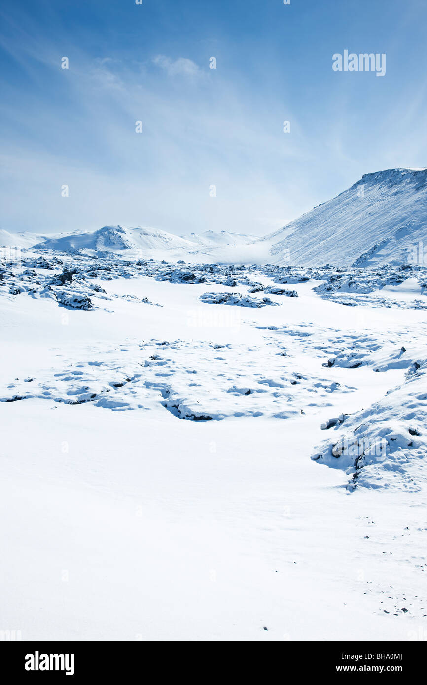 Wnter landscape from a skiing resort in Iceland Stock Photo