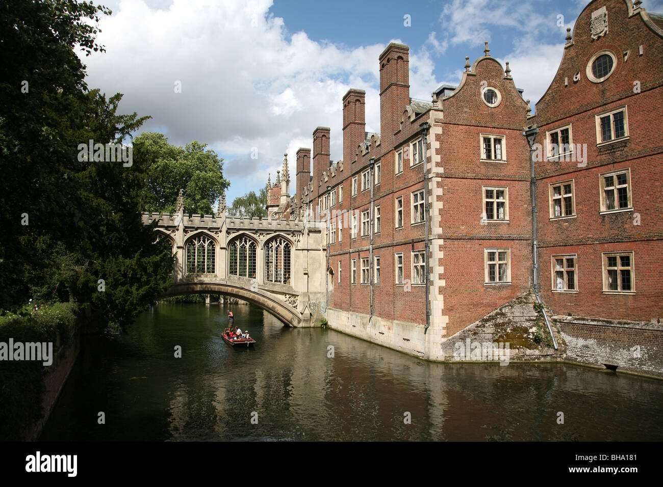 Cambridge University, St. John's College and Bridge of Sighs Stock Photo