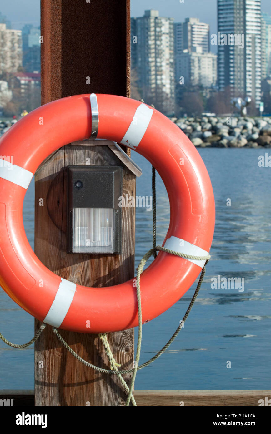 Life Buoy On Dock Stock Photo