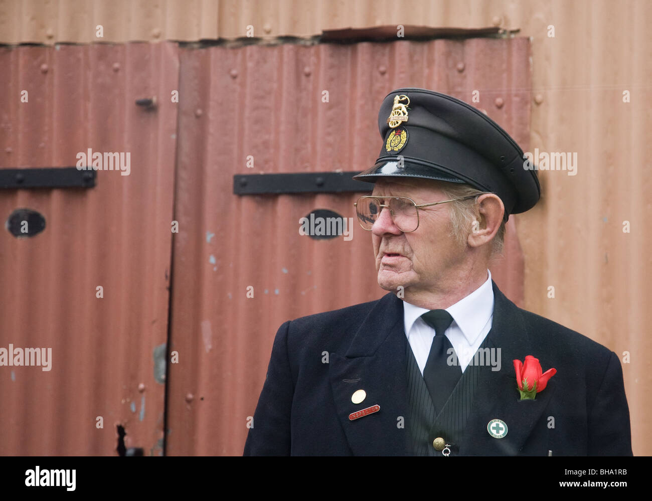 Portrait of Inspector on South Devon railway, UK. Stock Photo