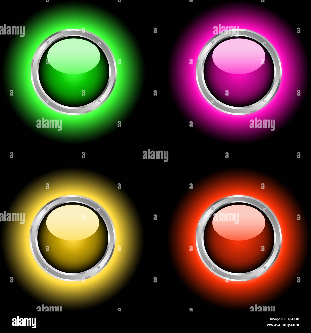 Glowing glossy buttons Stock Photo