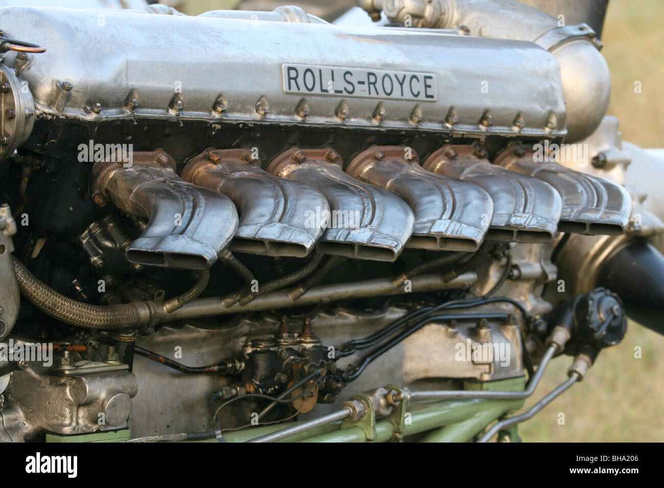 Detail of the Rolls-Royce Merlin Engine used in the Spitfire fighter planes  in the second world war Stock Photo - Alamy