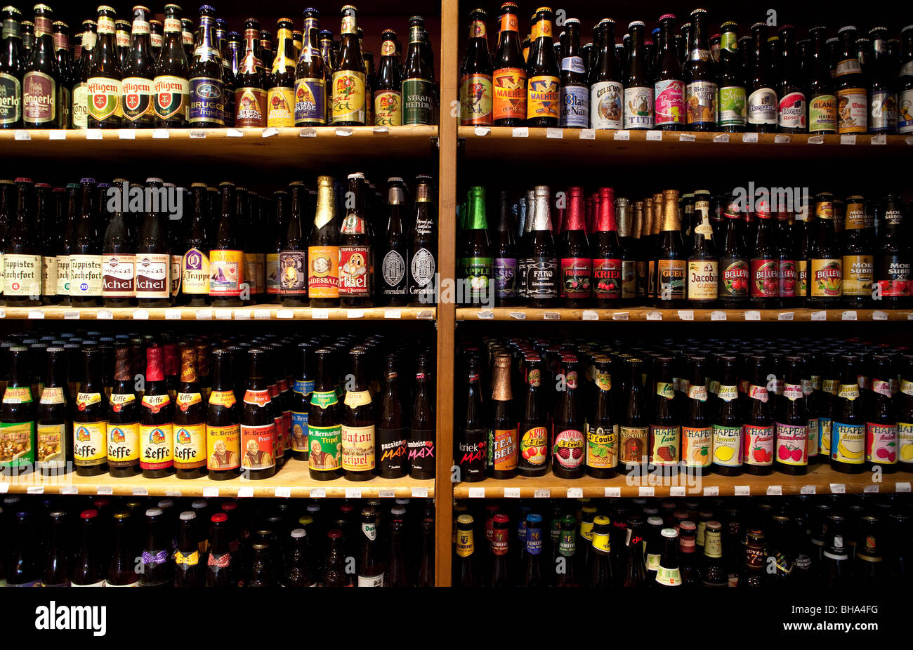 Beer shop, Bruges, Belgium Stock Photo Alamy
