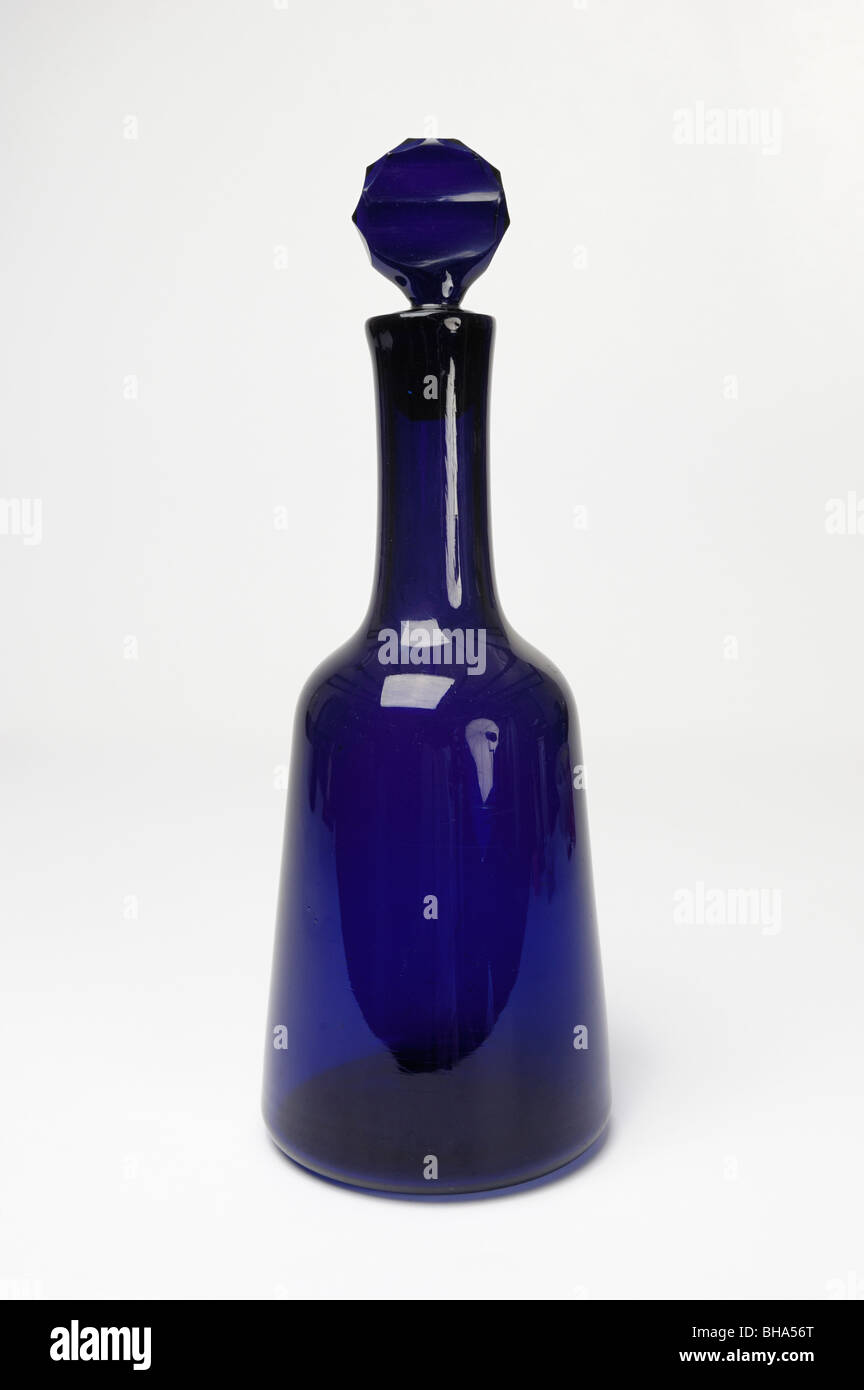 Rare 19th Century Bristol Blue Decanter, image size:864x1390