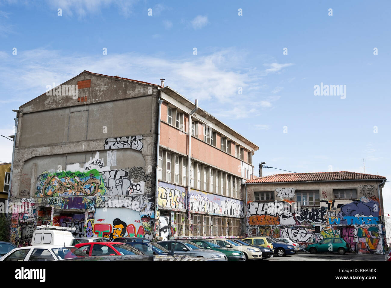La Rochelle car park building with graffiti Stock Photo Alamy