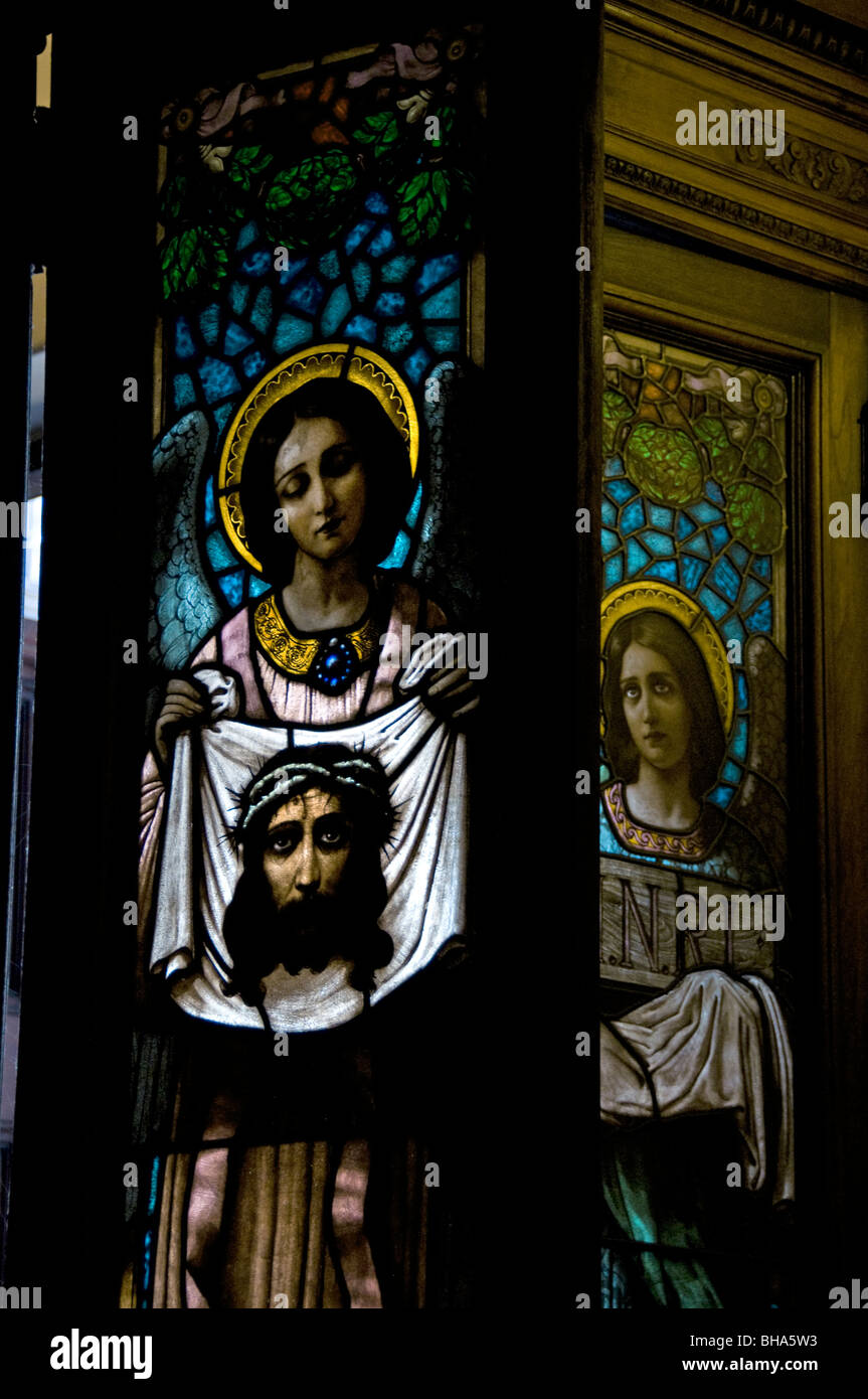 Buenos Aires Argentina Church Catholic leaded window Stock Photo