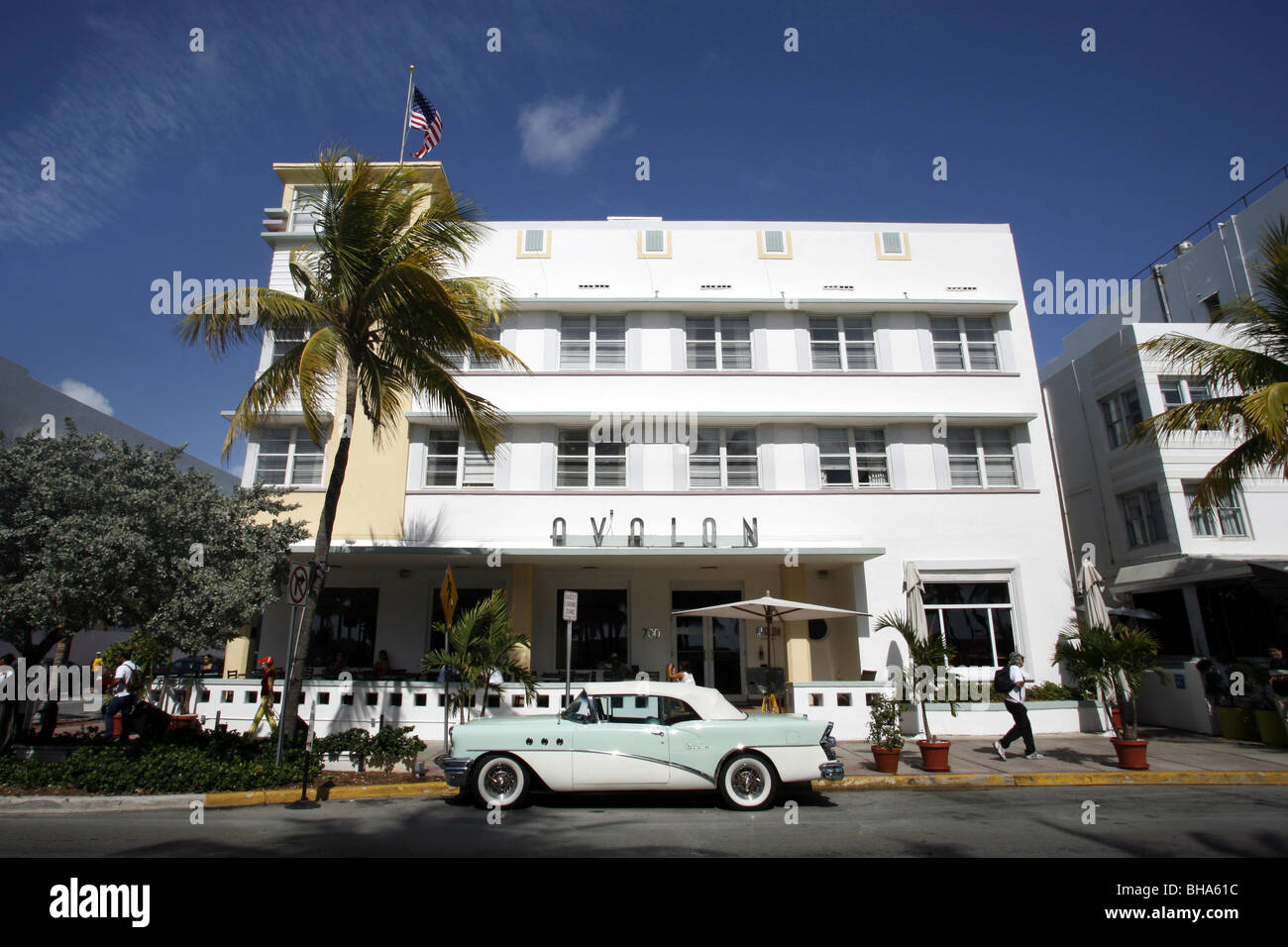 Avalon Hotel, Ocean Drive, South Beach, Miami, Florida, USA Stock Photo