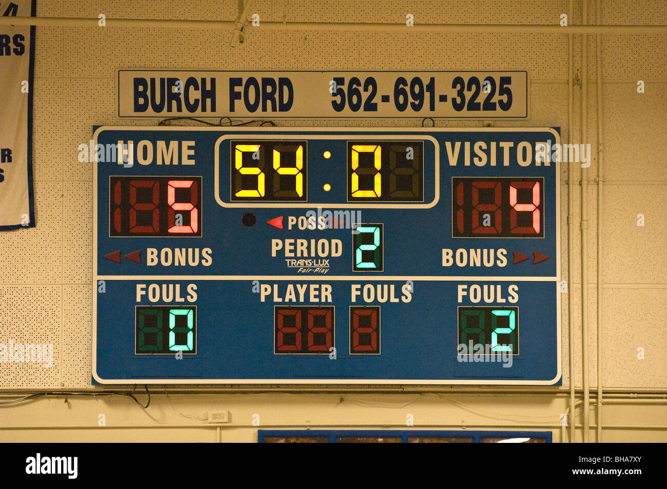 A scoreboard in a high school gym Stock Photo Alamy