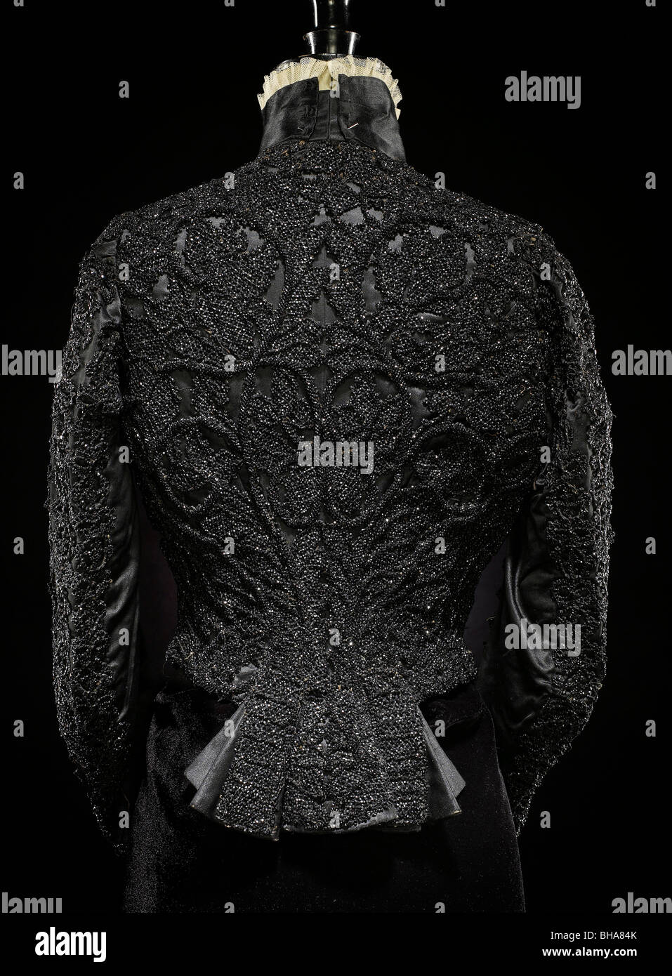 black Victorian jacket embroidery steel beads PT Stock Photo