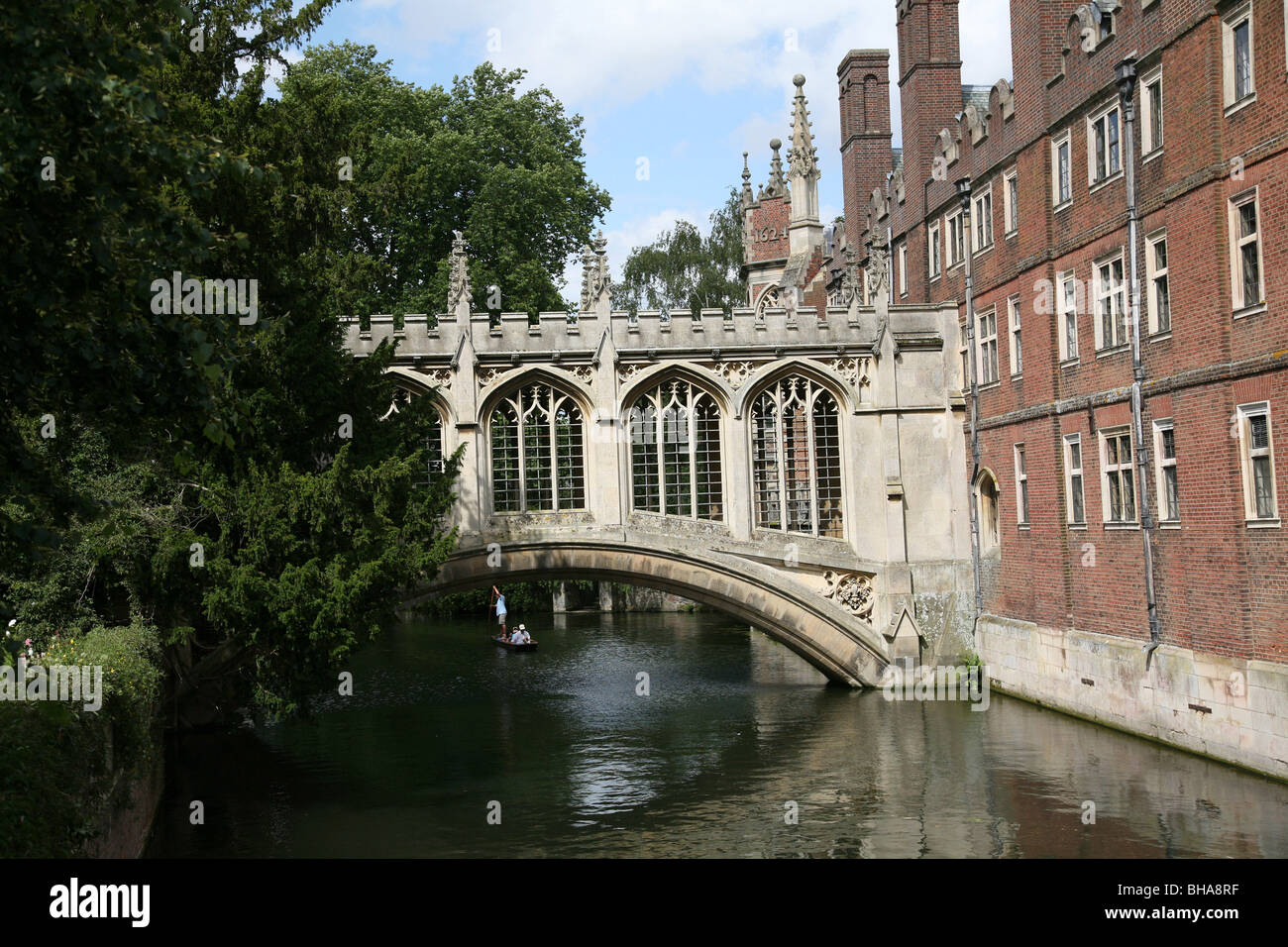 Cambridge University, St. John's College and Bridge of Sighs Stock Photo