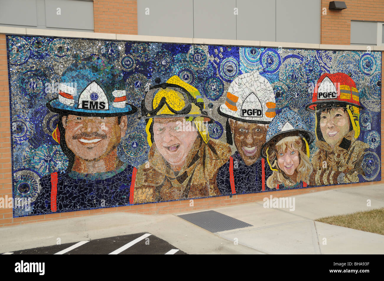 mural painted on side of a firehouse in Bowie, Maryland Stock Photo - Alamy