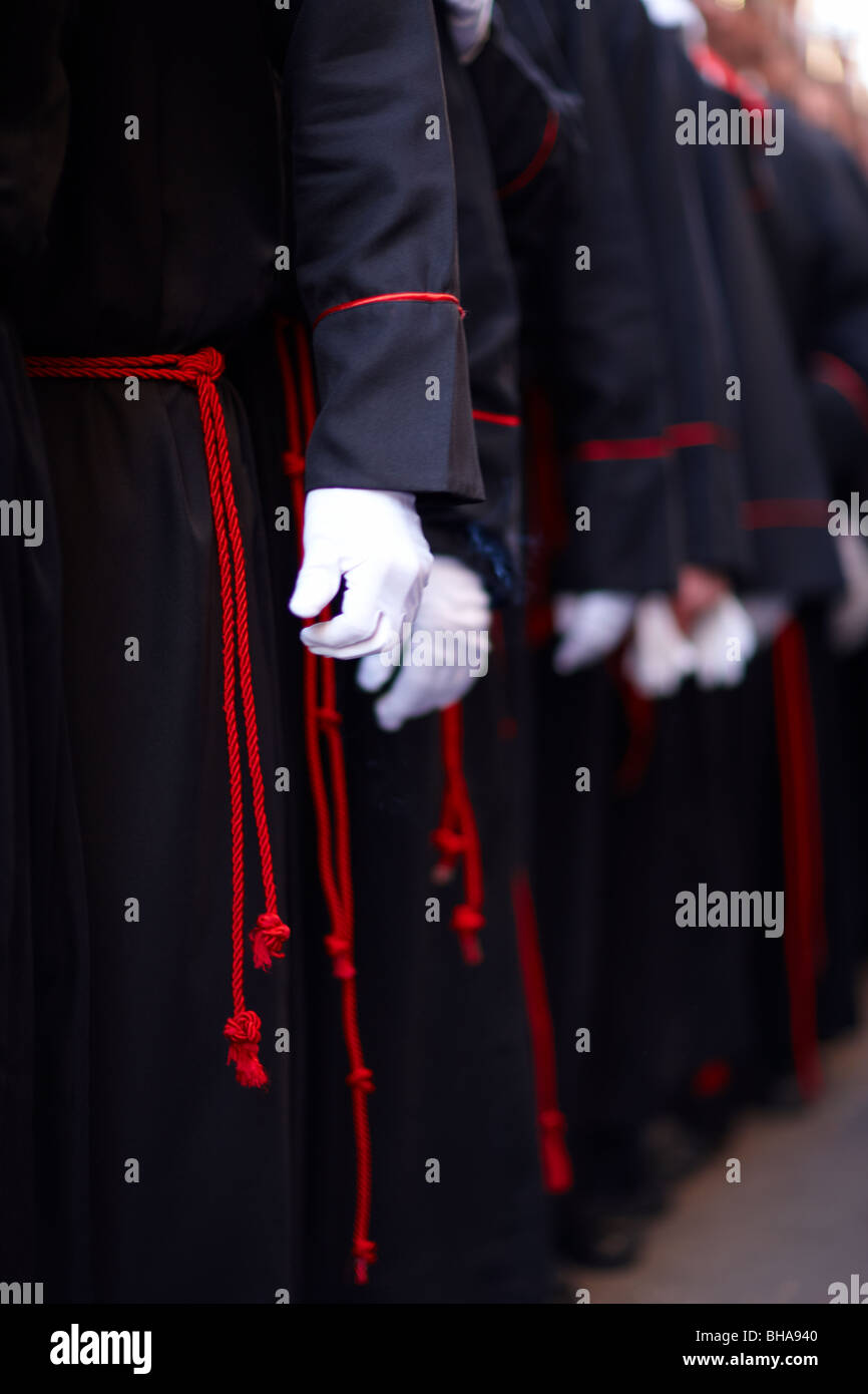 Procession Bearers bearers in the Semana Santa procession in Malaga, Andalucia, Spain ...