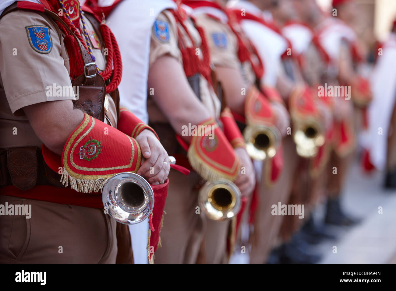 buglers in the Semana Santa procession in Vera Malaga, Andalucia, Spain Stock Photo