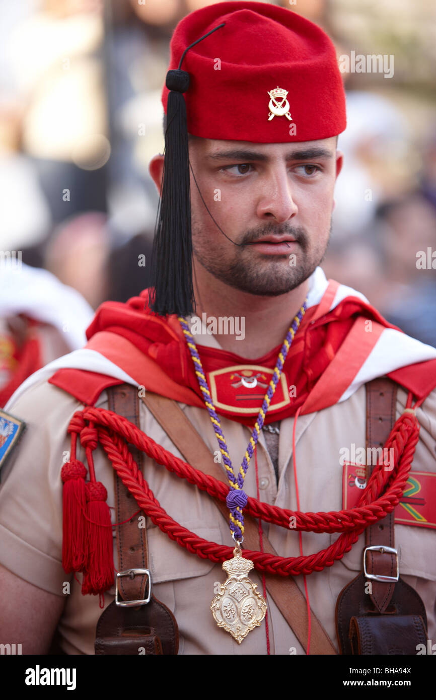 a soldier in the Semana Santa procession in Vera Malaga, Andalucia, Spain Stock Photo