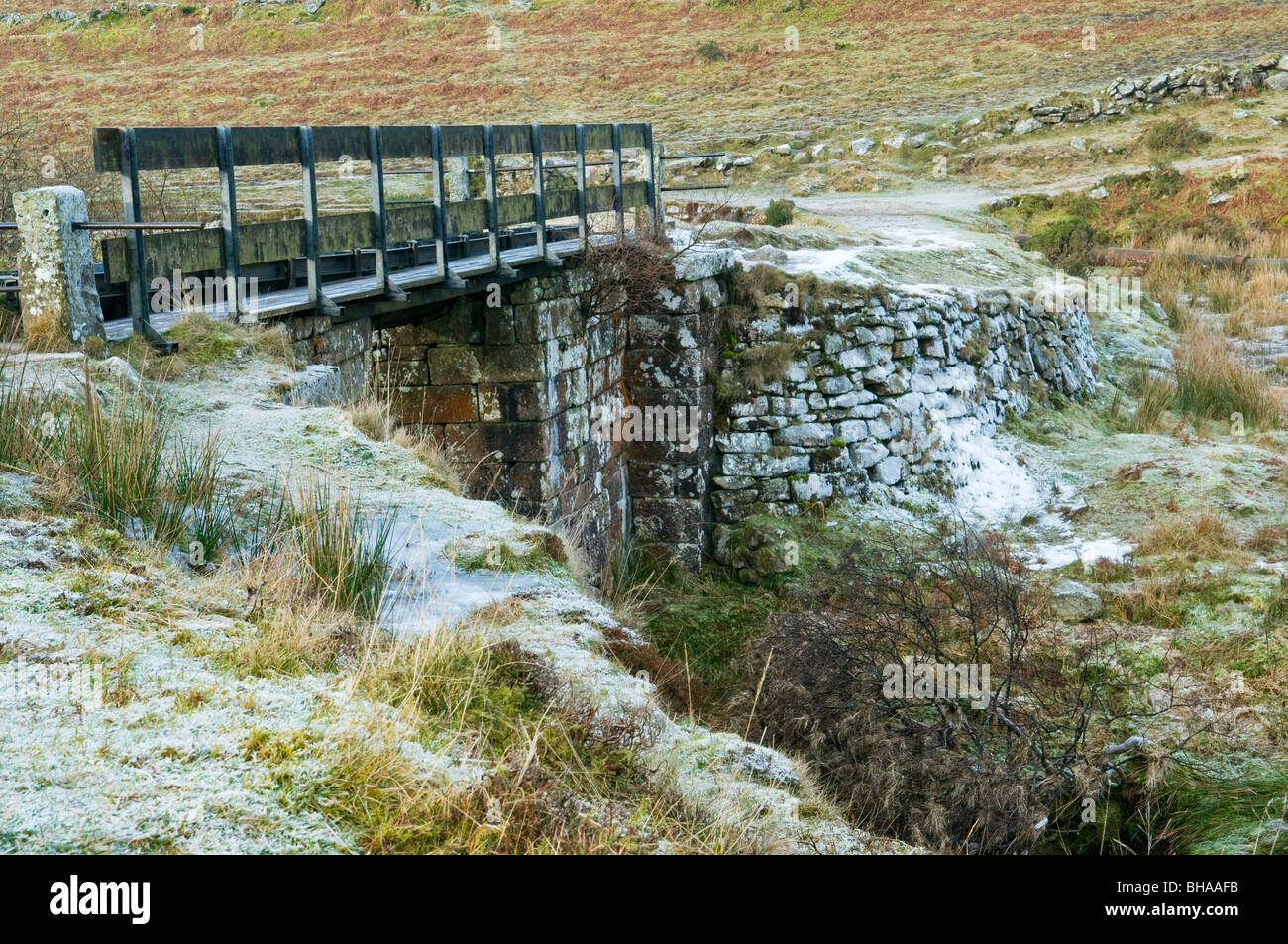Aquaduct carrying Devonport Leat over River Meavy, Dartmoor, Devon UK Stock Photo