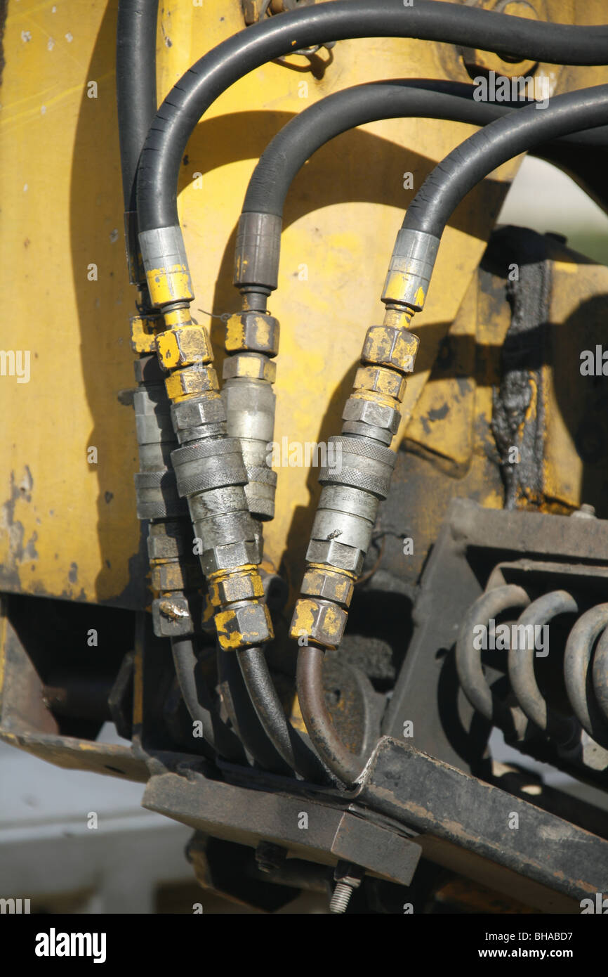 hydraulic pipes on construction site machinery Stock Photo Alamy