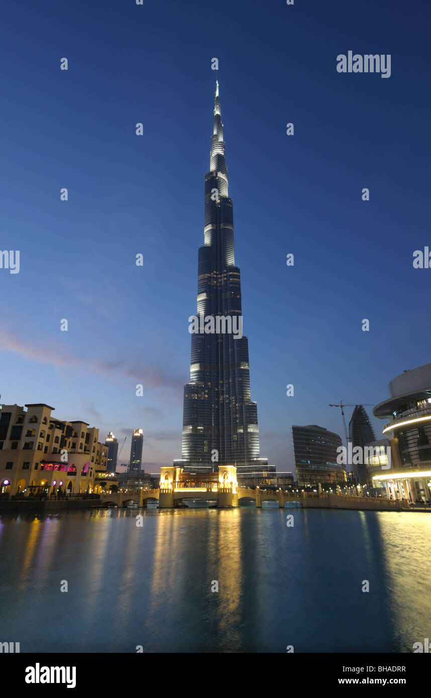 Burj Khalifa at dusk. Dubai United Arab Emirates Stock Photo
