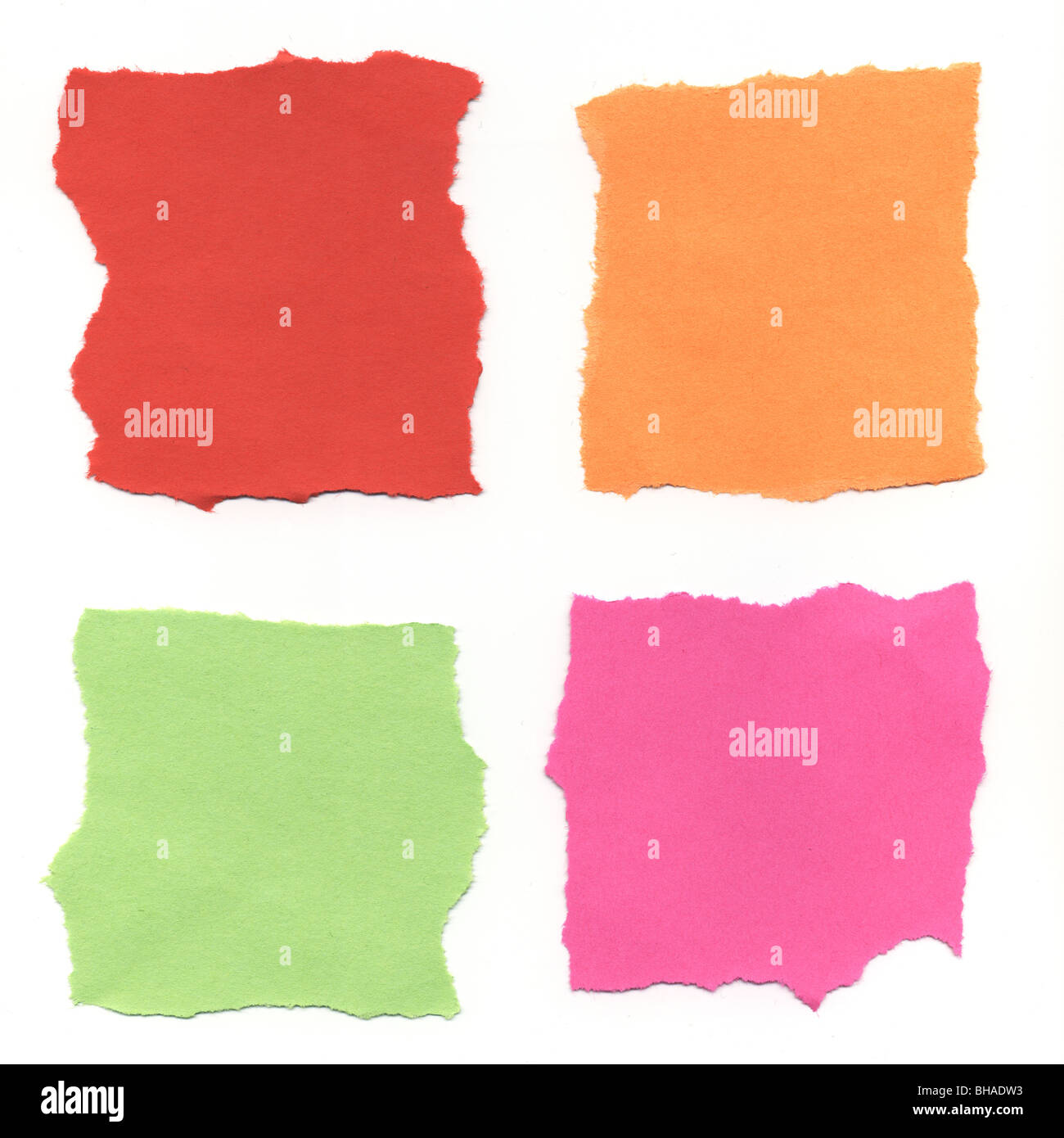 Piece of sticky papers isolated on white (scan 16bit tiff Stock Photo