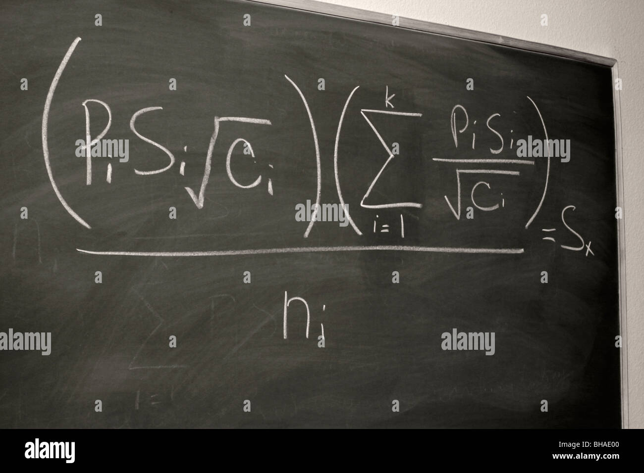 Mathematical formula on blackboard Stock Photo