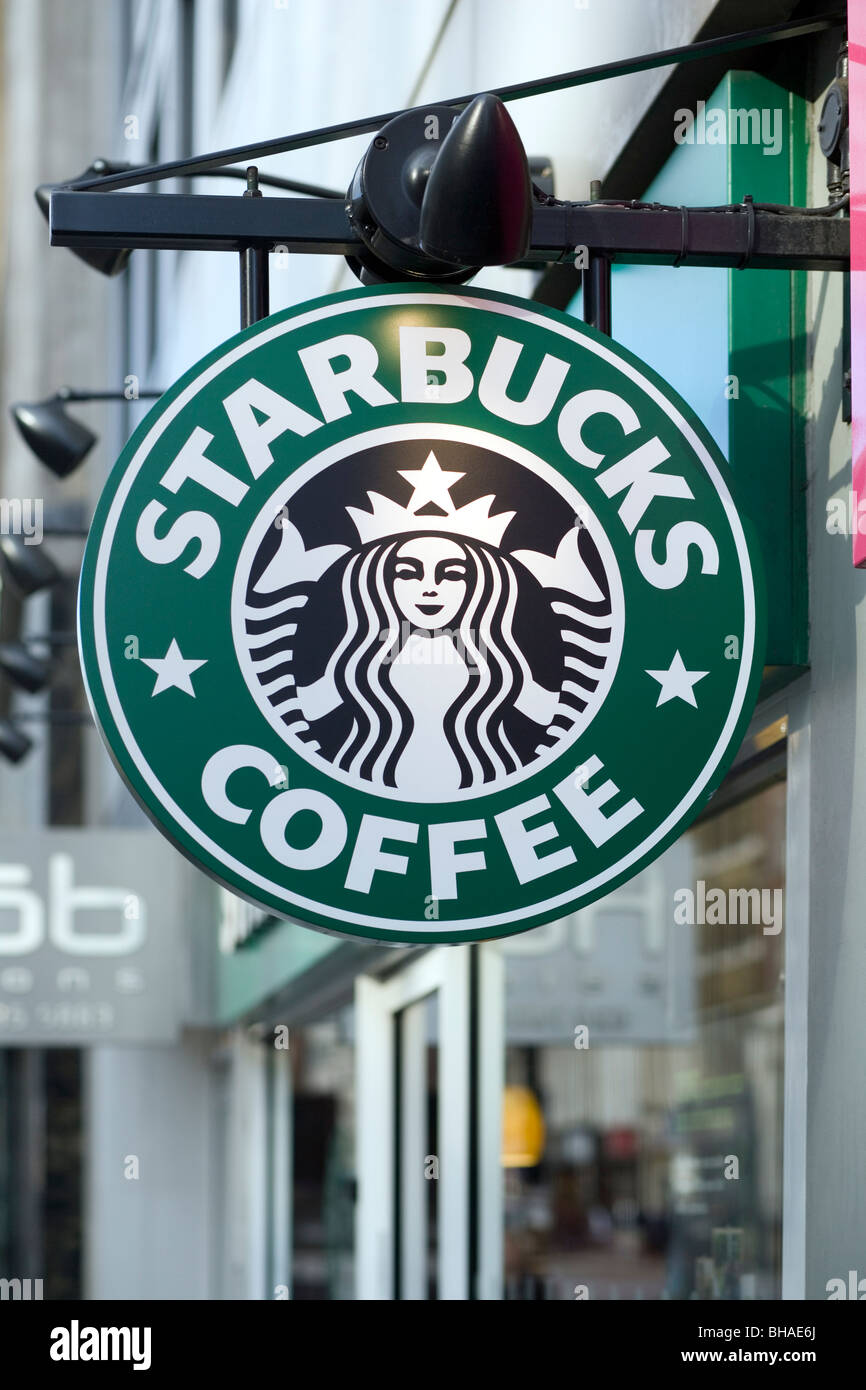 Starbucks sign, London, England, UK, Europe Stock Photo