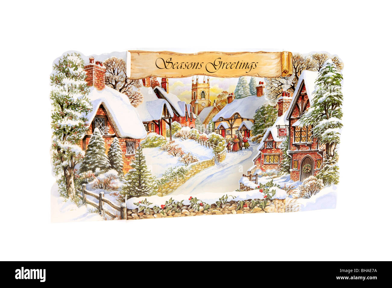 3D Christmas Card against a white background Stock Photo
