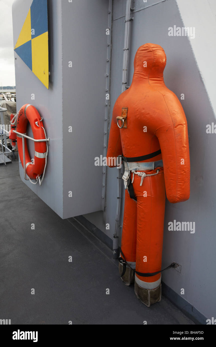 Life saving equipment on the deck of the French navy patrol vessel Le