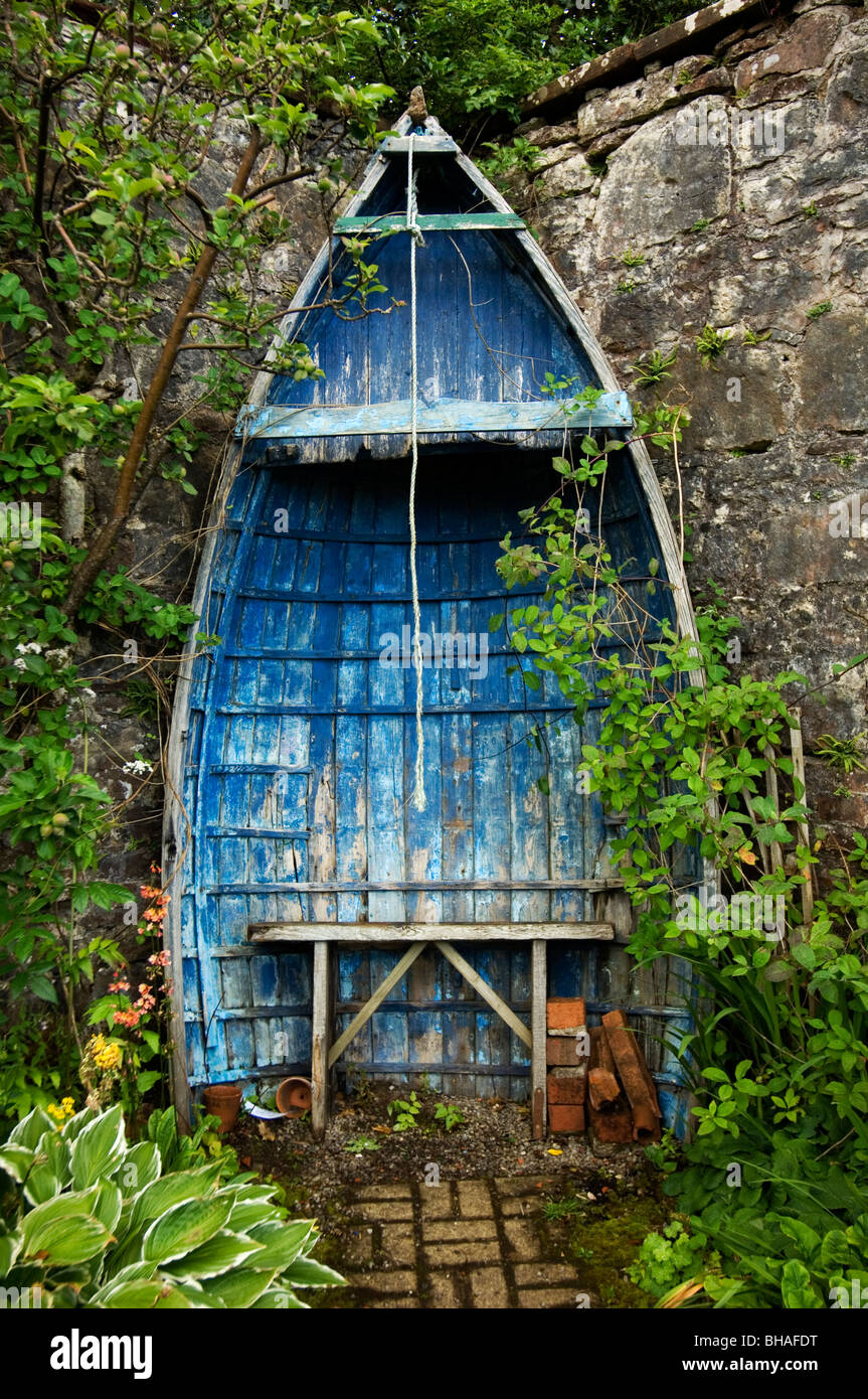 boat in the applecross walled garden scotland Stock Photo