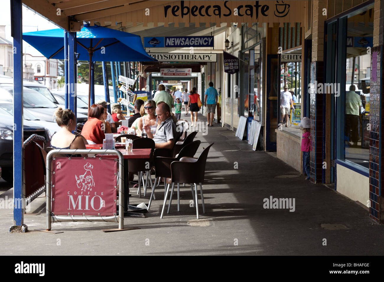 Cafes on the main street, Port Fairy , Victoria,  Australia Stock Photo
