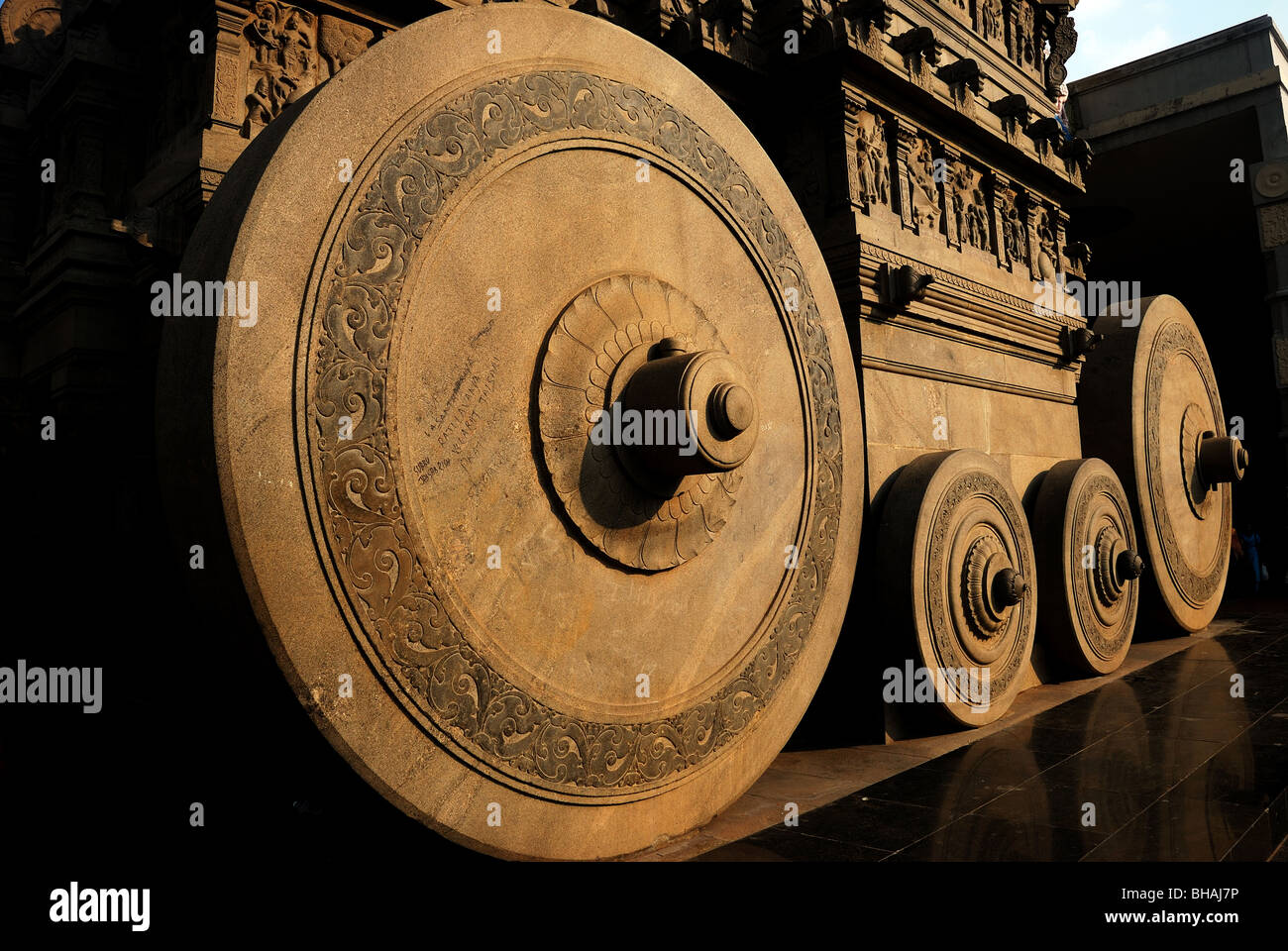 Driving Wheels  of Valluvar Stone Chariot, Chennai Stock Photo