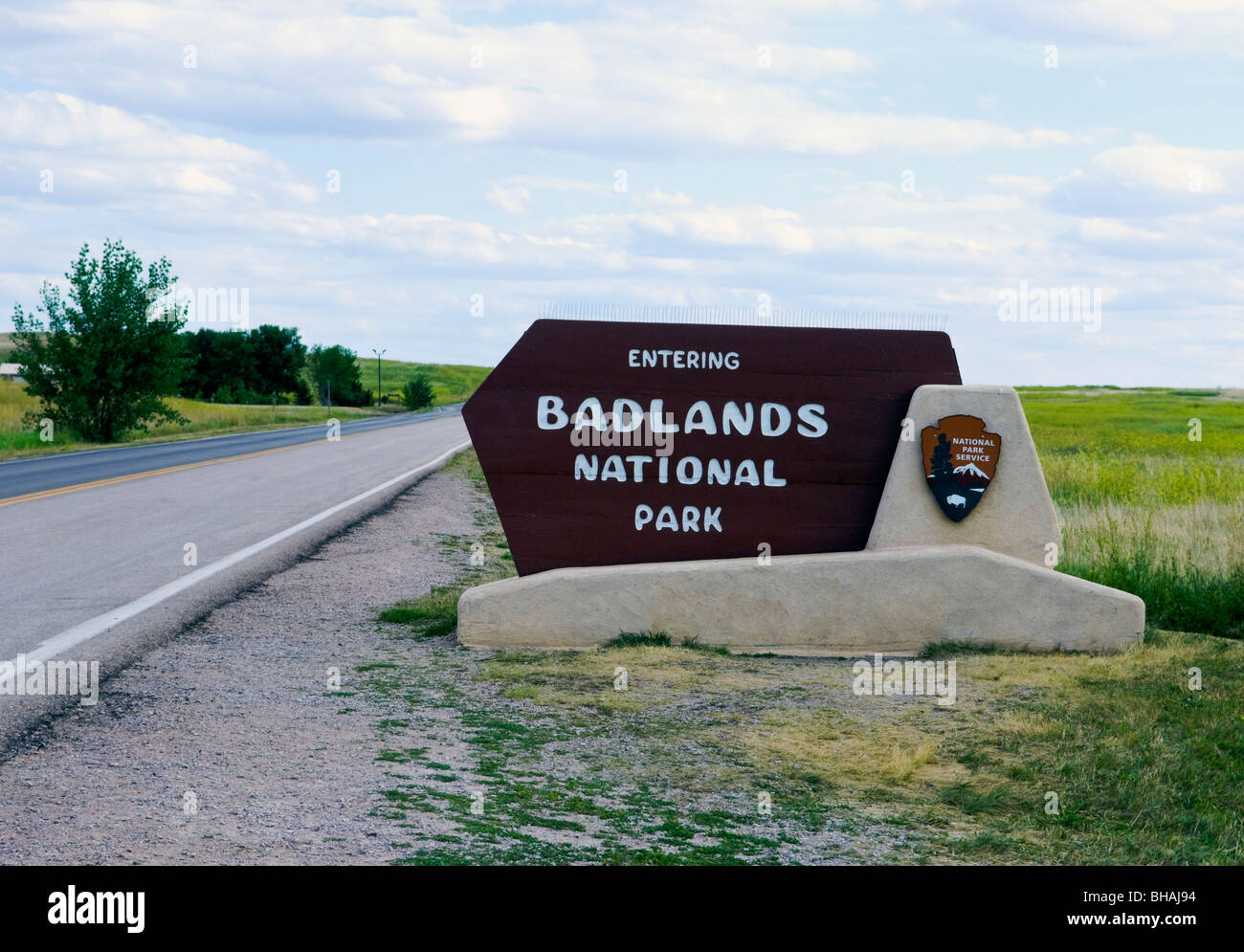 Entering Badlands National Park sign Stock Photo