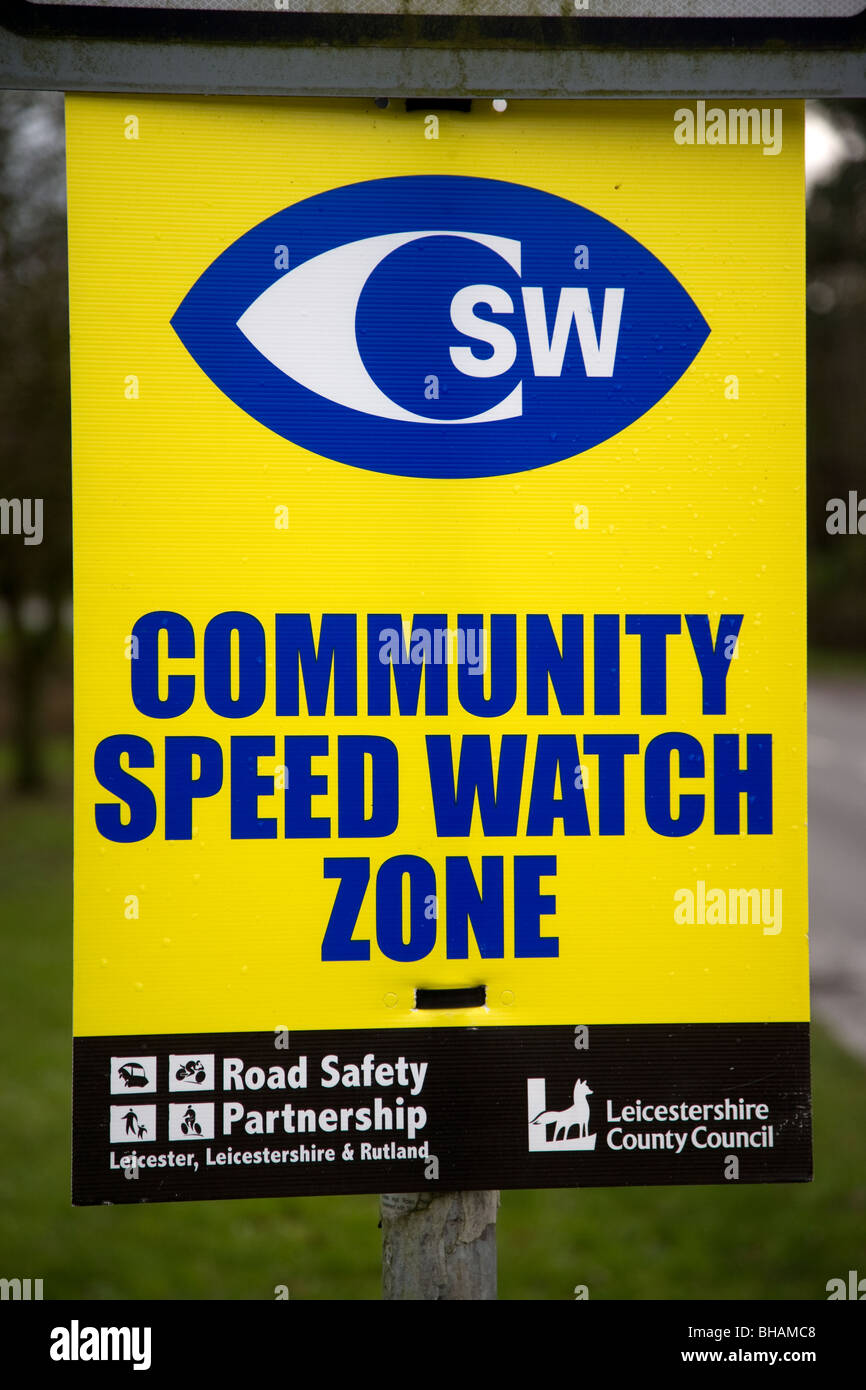 Community Speed Watch Zone Sign Stock Photo